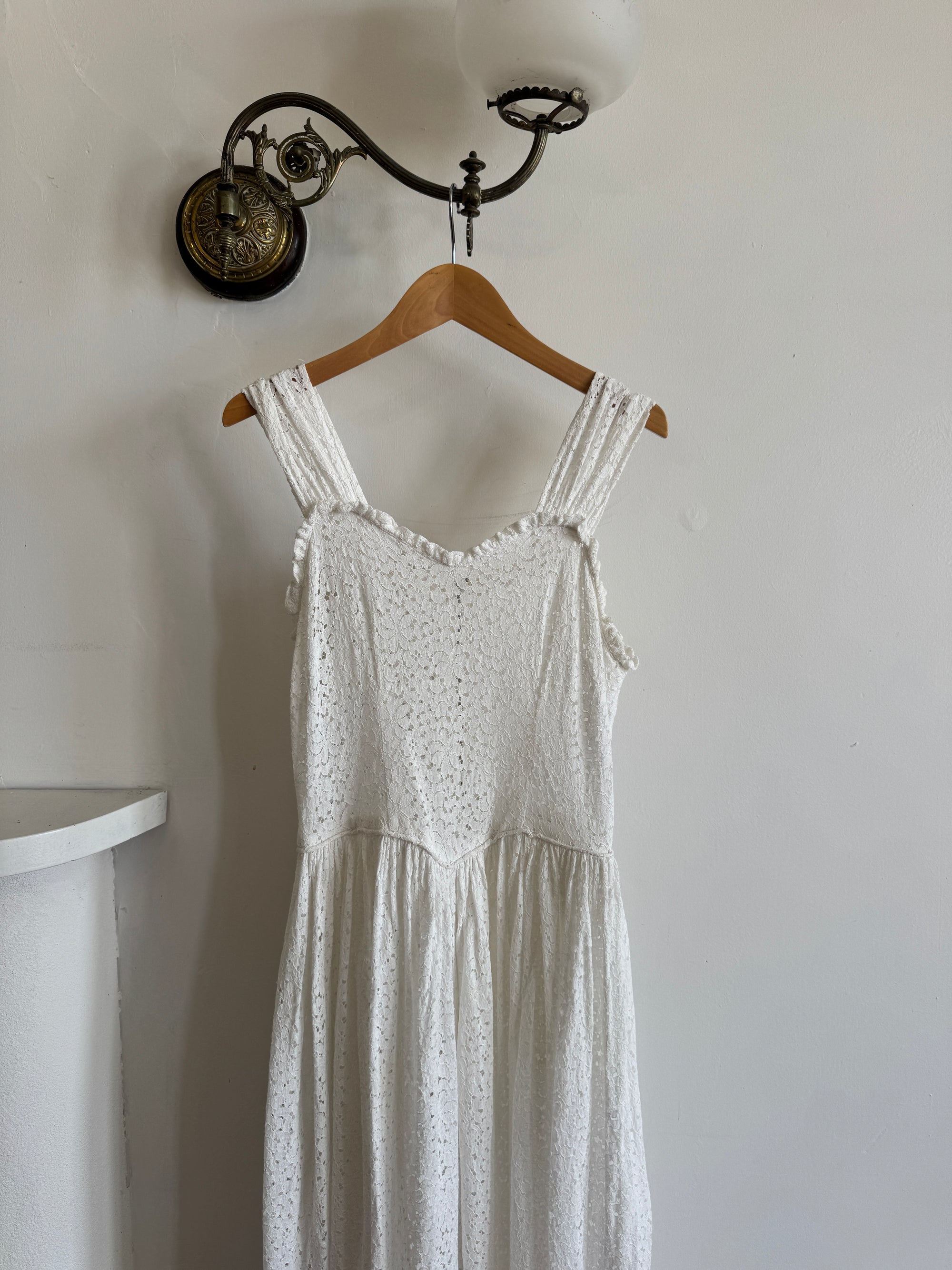 Vintage 40s Cotton Lace Strappy Bridal Sundress