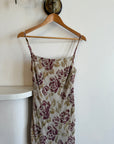 Vintage 90s Burnt Velvet Bias Cut Slip Dress Olive