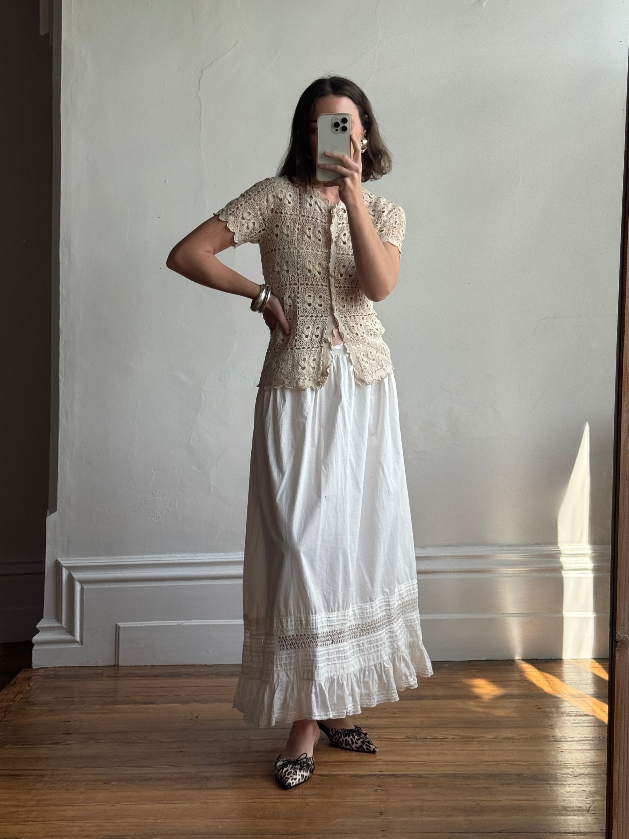 Antique Edwardian Cotton Maxi Skirt
