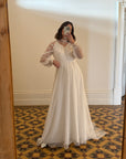 Vintage 70s Long Sleeved Boheme Bridal Dress