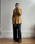 Vintage 70s Caramel Suede Belted Jacket with Fur Collar