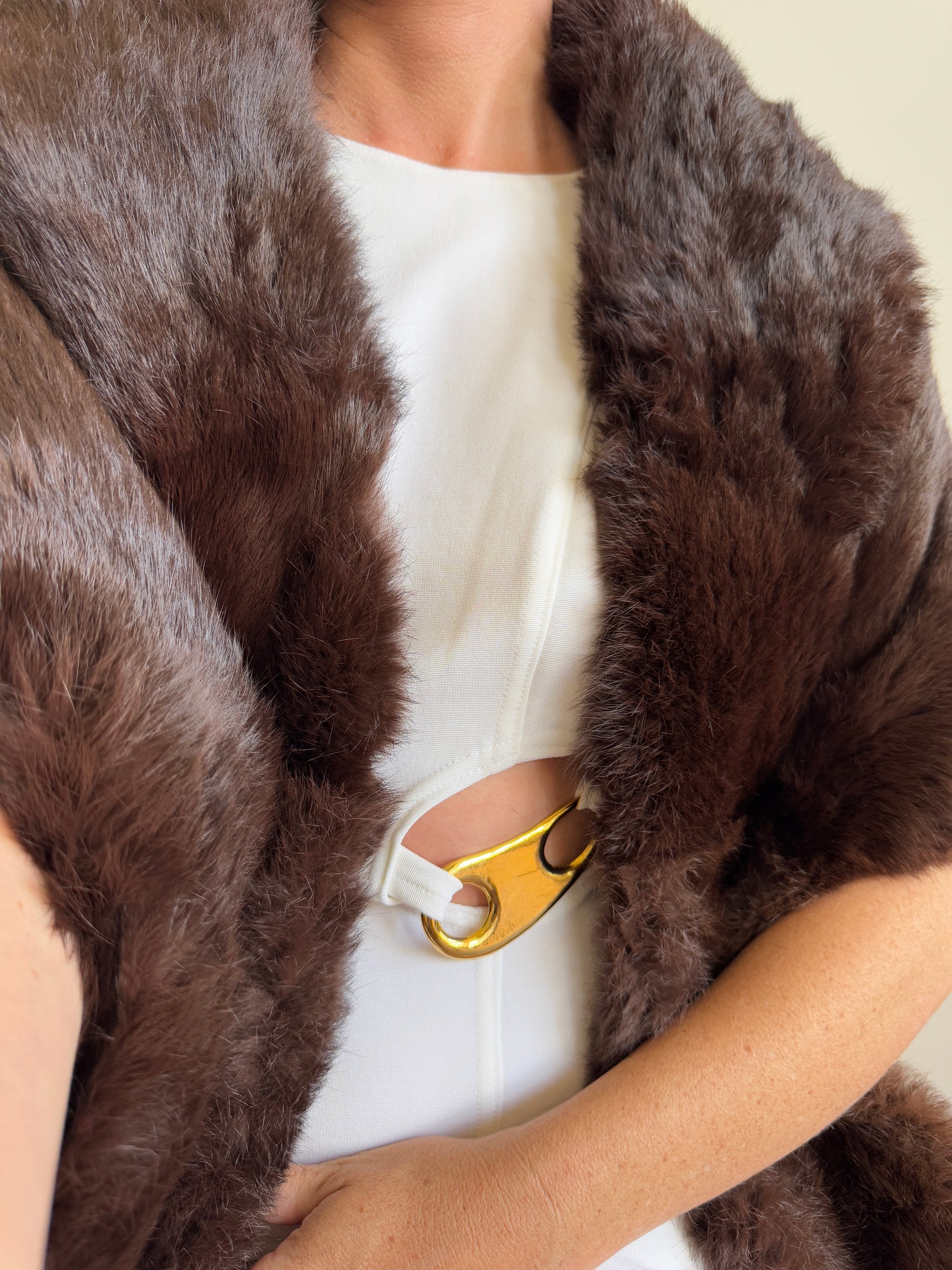 Vintage 50s Chocolate Brown Fur Stole