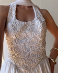 Vintage 90s Australian Made Lace Halter Satin Wedding Dress