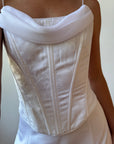Vintage 90s Satin Jacquard Corset Wedding Dress