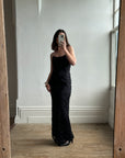 Vintage Australian Made 90s Strapless Beaded Lace Dress