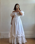 Vintage 80s Taffeta Puff Sleeve Wedding Dress Ivory