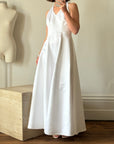 Vintage 90s Satin Halter Wedding Dress With Daisies