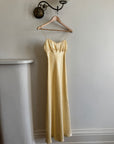 Vintage 90s Butter Yellow Organza Bias Slip Dress