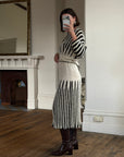 Vintage 70s Knit Batwing Midi Dress Black and Cream