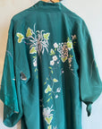 Vintage Japanese Embroidered Kimono Teal
