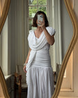 Vintage 80s Draped Jersey Australian Made Wedding Dress White