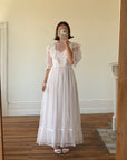 Vintage 70s Polka Chiffon Frill Wedding Dress