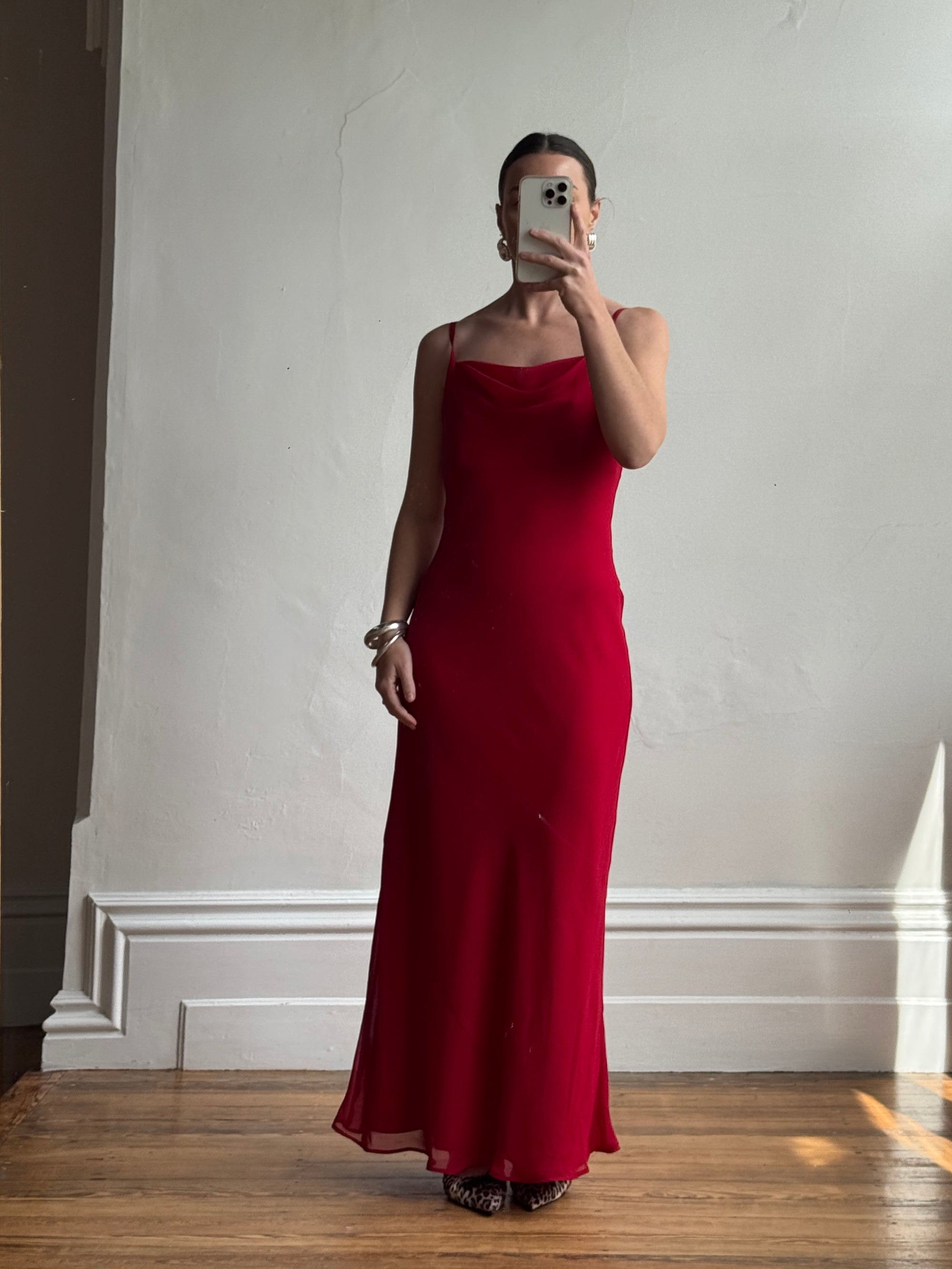 Vintage 90s Scarlett Cowl Neck Slip Dress