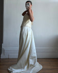 Vintage 90s Italian Bridal Fairy Tulle Embroidered Bustier and Satin Skirt
