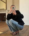 Vintage 90s Velvet Cloverleaf Blazer Noir