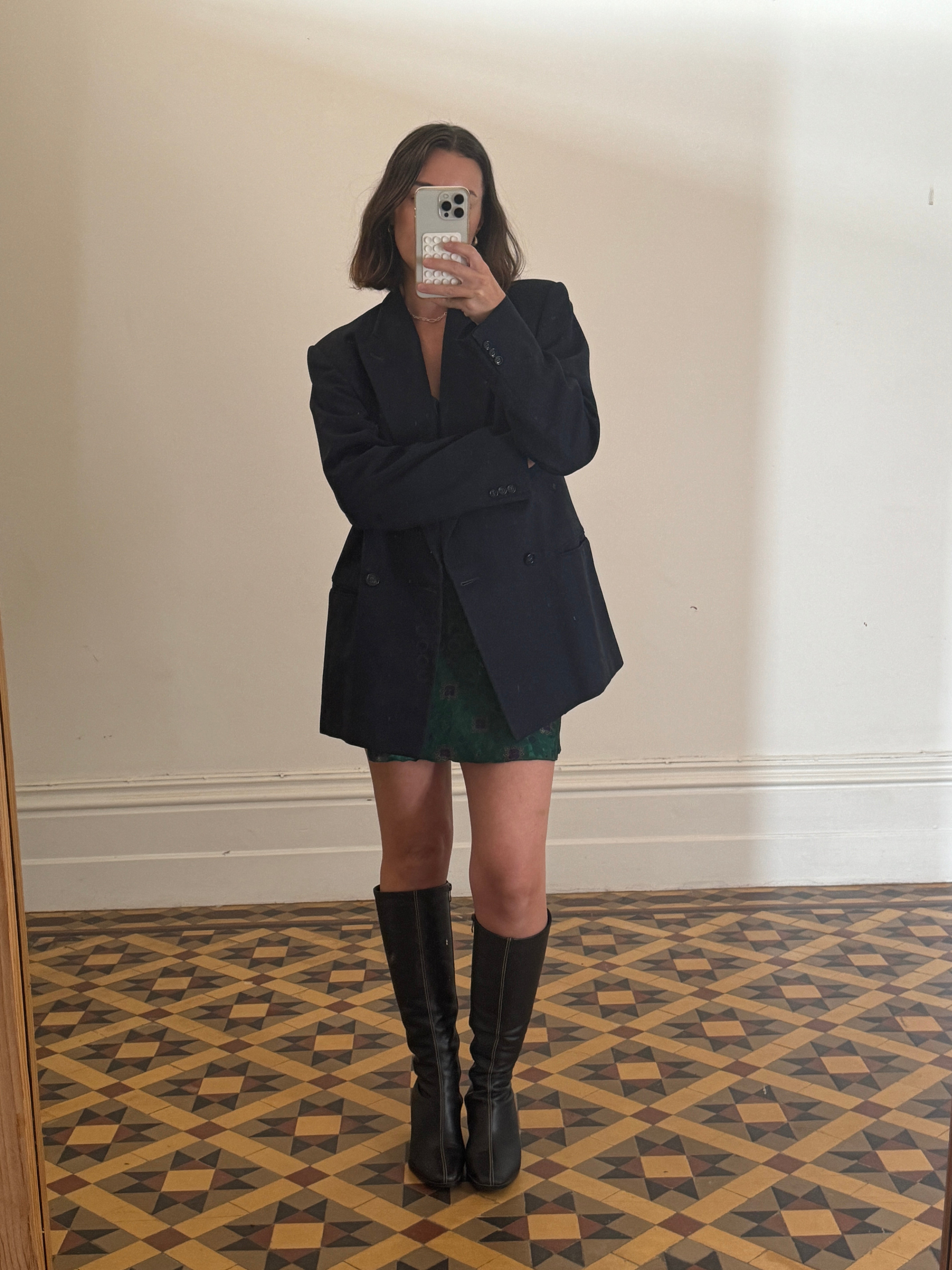 Vintage Tailored Double Breasted Navy Pure Wool Blazer
