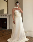 Vintage Y2K Satin Minimalist Strapless Wedding Gown (extra long)