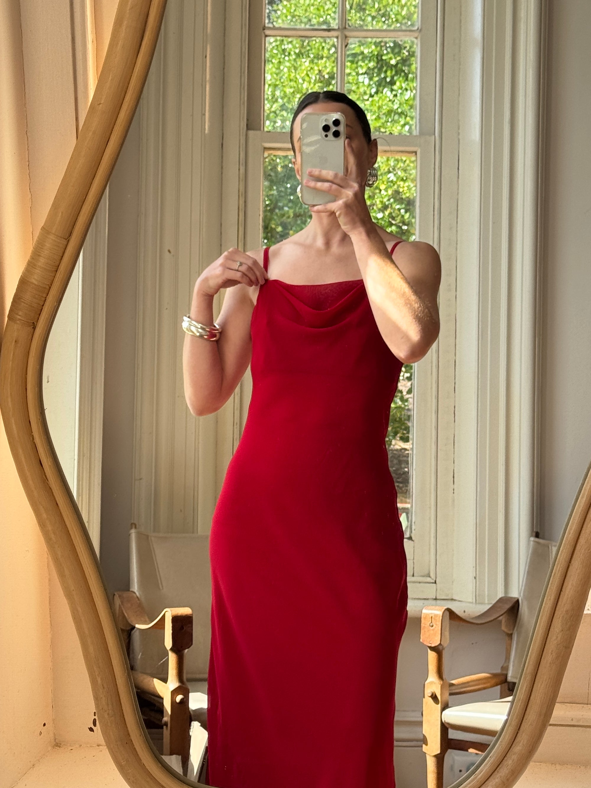 Vintage 90s Scarlett Cowl Neck Slip Dress