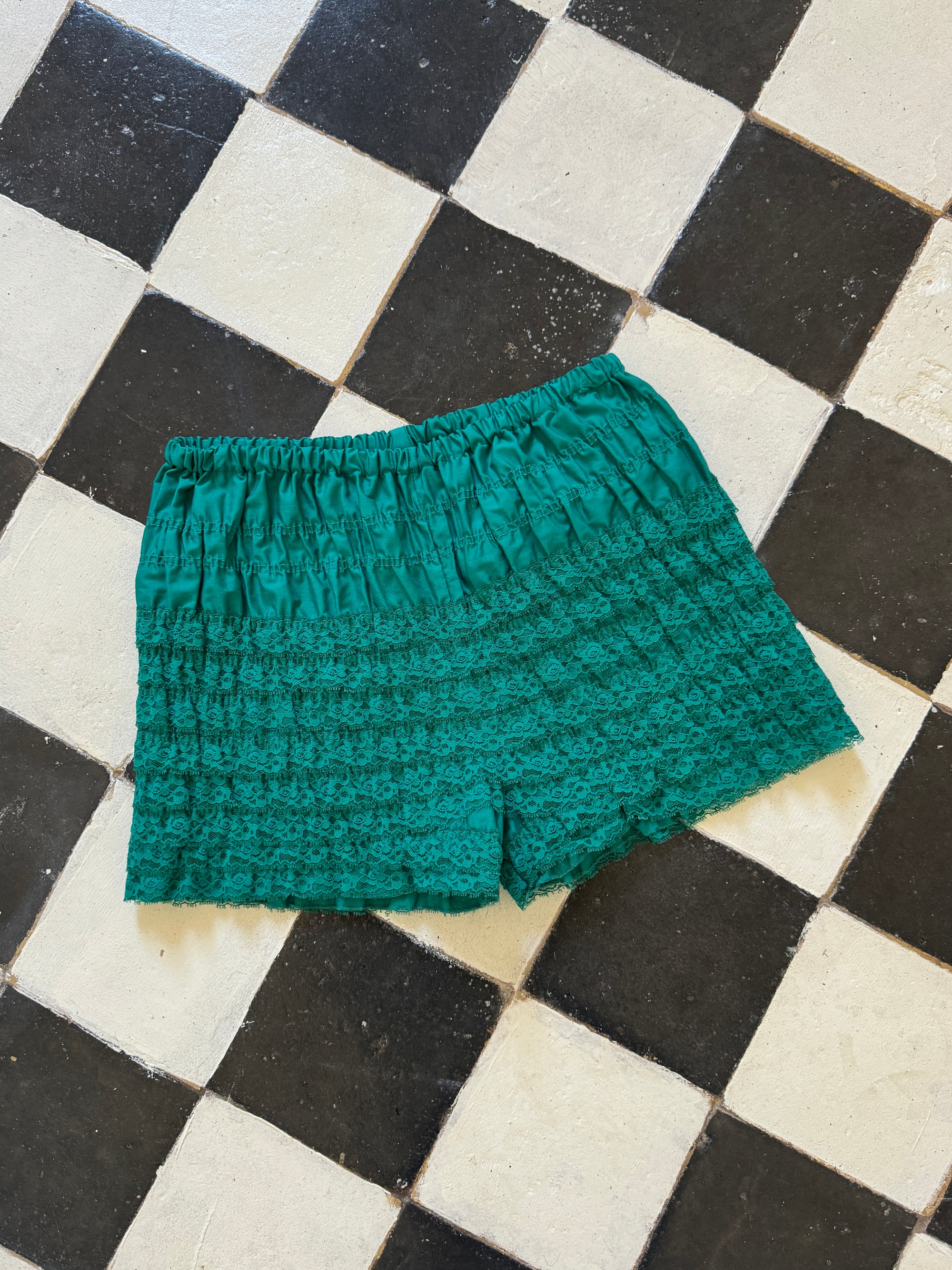 Vintage Ruffled Bloomer Shorts Teal