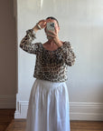 Vintage Y2K Blumarine Pure Silk Leopard Drawstring Blouse