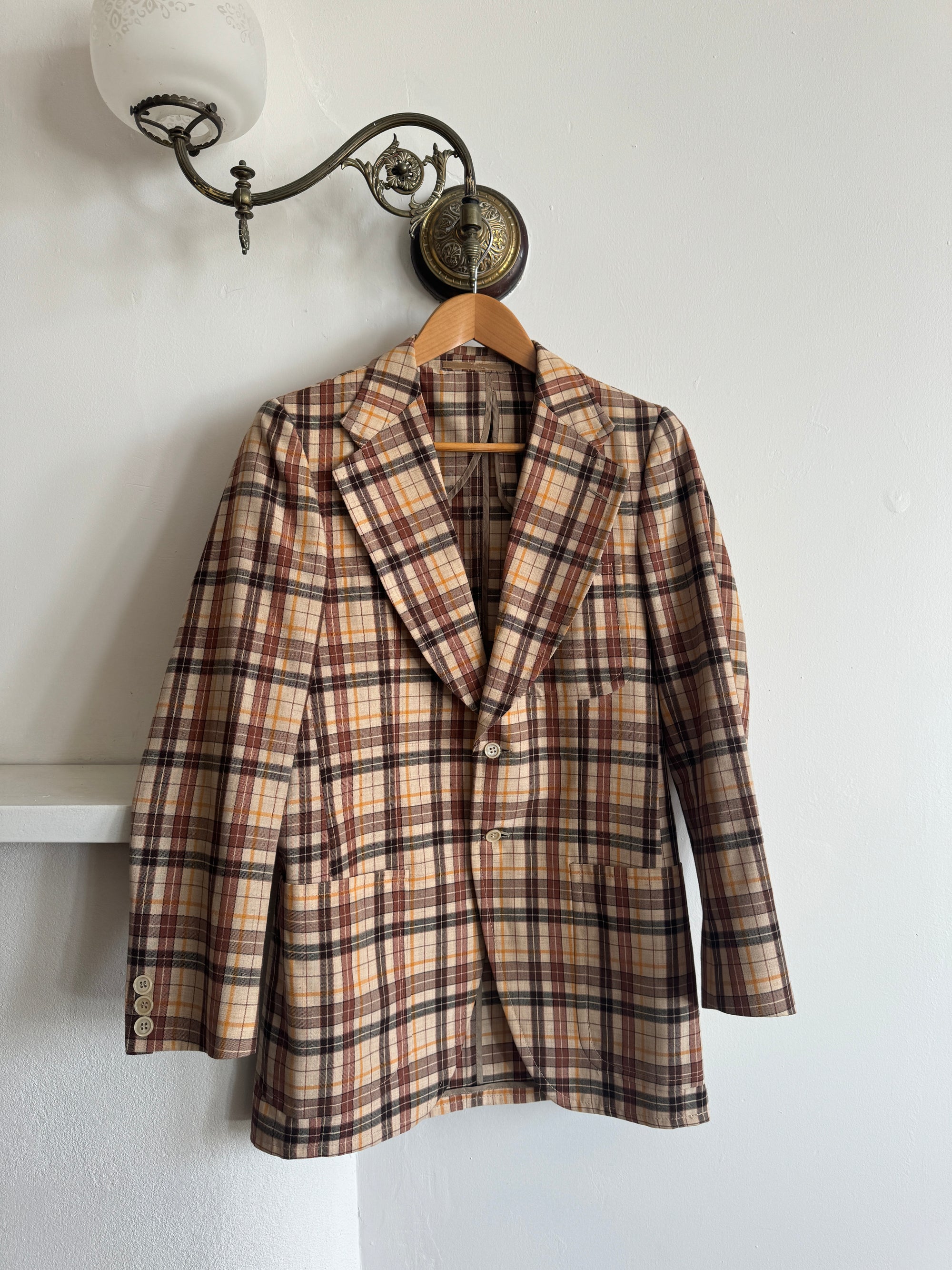 Vintage Boss Caramel Plaid Tailored Blazer