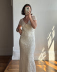 Vintage Y2K Designer Pure Silk and Cotton Crochet Wedding Dress