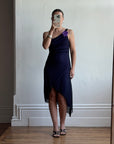 Vintage Y2K Party Dress with Flower Purple Noir