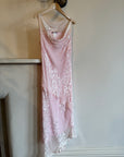 Vintage Y2K Silk Cowl Neck Midi Soft Pink