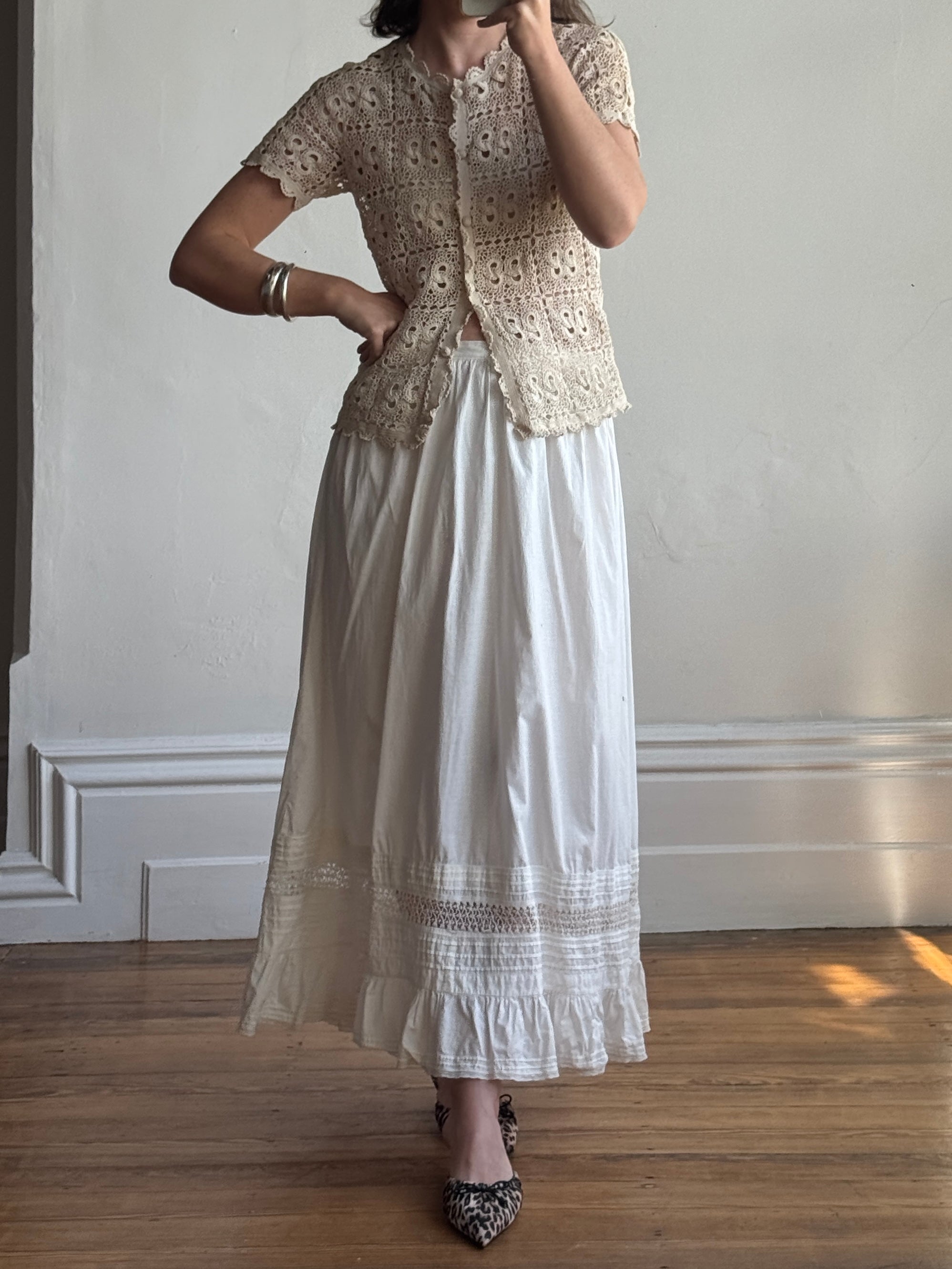 Antique Edwardian Cotton Maxi Skirt