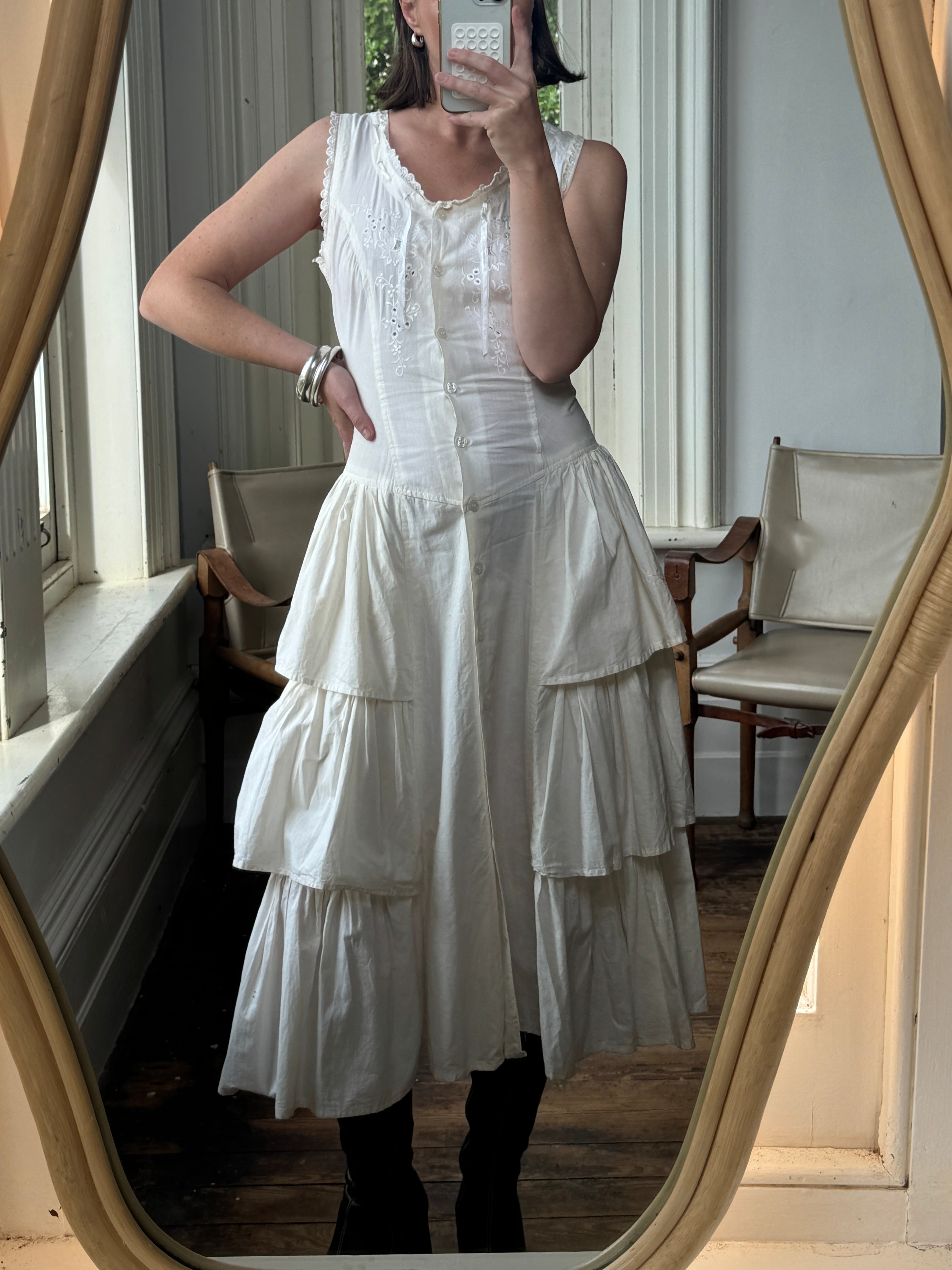 Vintage 80s Cotton Tiered Sundress