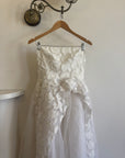 Vintage Y2K Strapless 3D Abstract Floral Wedding Gown