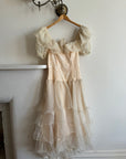 Vintage Drop Waist Frou Frou Wedding Dress Creme