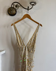 Vintage Y2K Pure Silk Sequin Tassel Disco Dress
