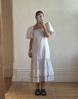 Vintage 80s Linen Drop Waist Sundress Ivory