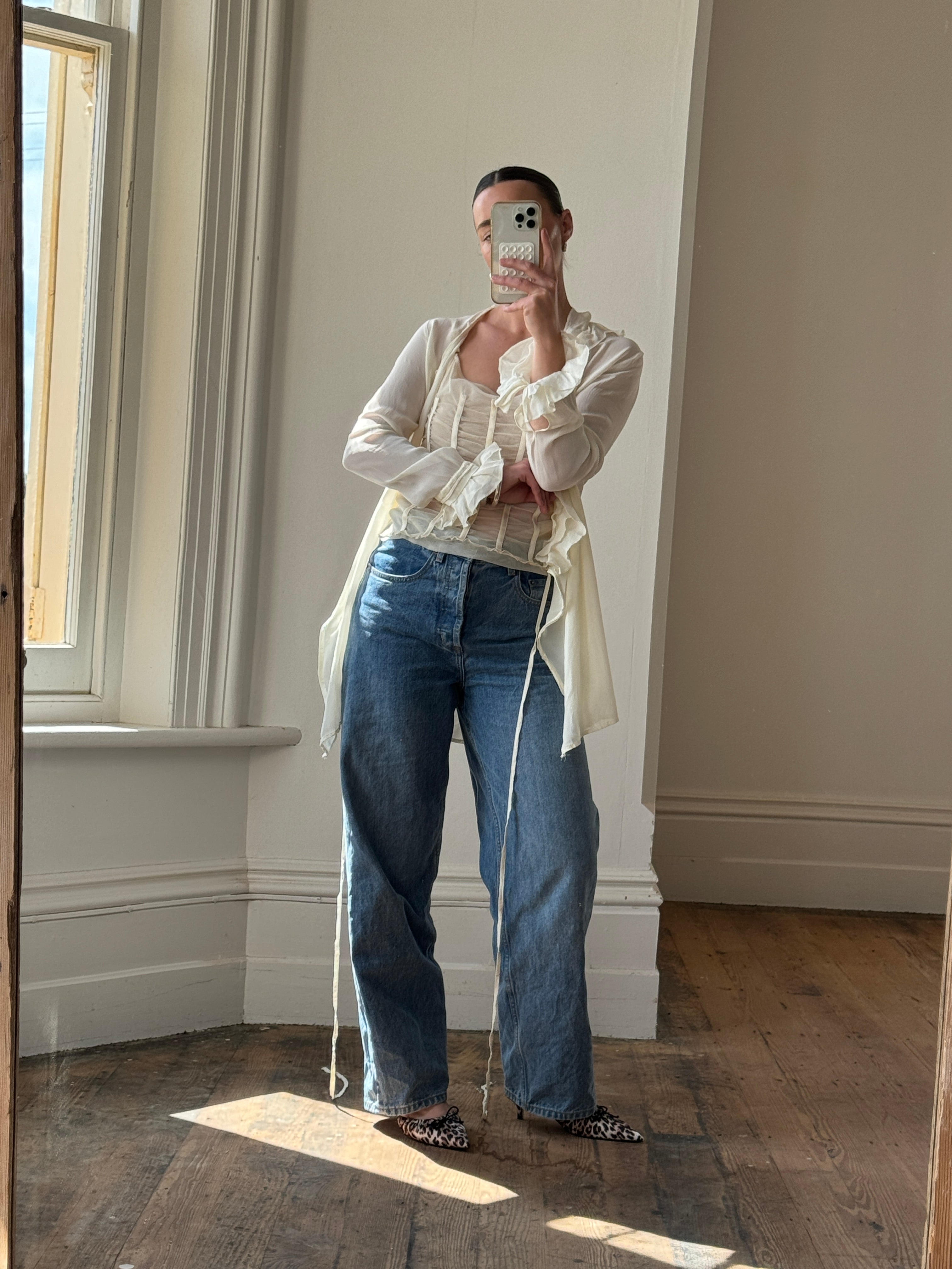 Vintage 90s Mesh Boned Camisole and Wrap Top Set