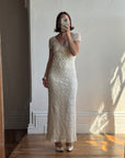 Vintage Y2K Designer Pure Silk and Cotton Crochet Wedding Dress