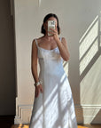 Vintage 90s Satin Empire Slip Wedding Dress With Tie