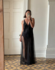 Vintage Y2K Victorias Secret Racer Pure Silk Slip Noir