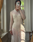 Vintage 20s Sheer Lace Bias Cut Wedding Gown