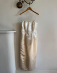Vintage 90s Ivory Satin Column Midi with Rosette