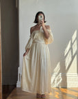 Vintage 70s Prairie Lace Wedding Dress Creme