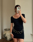 Vintage 90s Bandage Mini Dress With Chain Belt