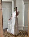Vintage 70s Prairie Flutter Wedding Dress