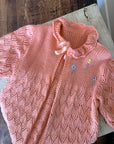Vintage Peach Crochet Embroidered Floral Cardi