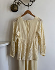 Vintage 70s Tiered Lace Tunic Wedding Dress Creme