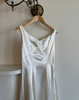 Vintage 30s Satin Sweetheart Wedding Dress with Train