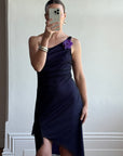 Vintage Y2K Party Dress with Flower Purple Noir