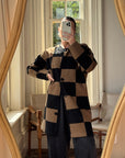 Vintage 80s Pure Wool Checkerboard Oversized Cardi