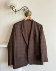 Vintage 90s Chocolate and Teal Plaid Tailored Blazer
