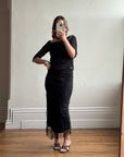 Vintage 90s Mesh Smocked Two Piece Set noir